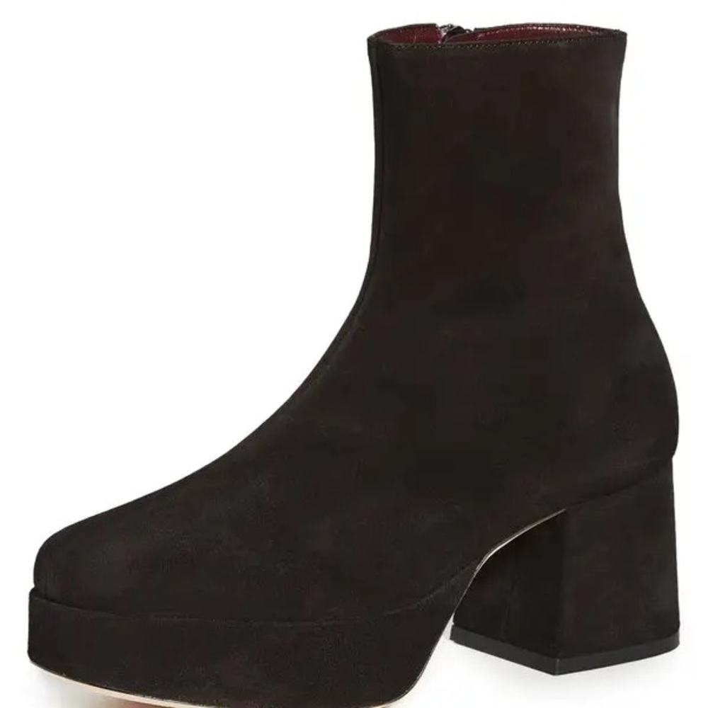 STAUD Black Suede Ankle Booties